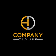 Ceative logo DH ,with black background ,vector