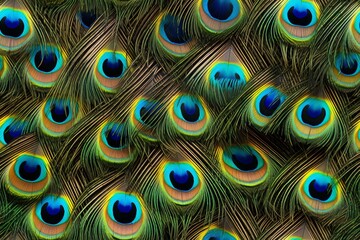 Obraz premium The peacock feather, capturing its vibrant colors, iridescent sheen, and intricate texture of barbs and barbules