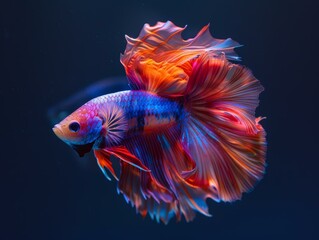 Fototapeta premium Betta Fish in Neon Light on Black Background