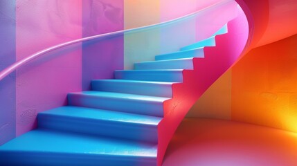 Candy Colored Stairs Modern Interior