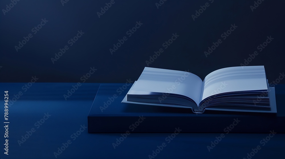 Poster open and closed books on dark blue table : generative ai