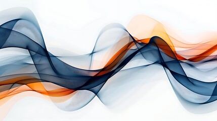 A sophisticated, white background with abstract, flowing elements in navy blue and orange