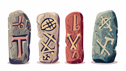Old runic alphabet or hieroglyphics carved on stones