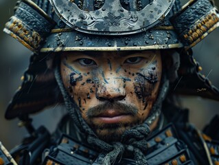 Obraz premium Samurai Portrait in Traditional Armor