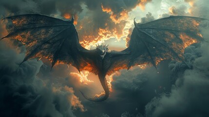 Dragon Wings: A photo of a dragons wings emerging from behind a cloud