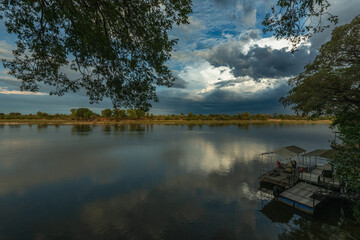 Landscape view on the banks of the Okavango River, Caprivi, Namibia