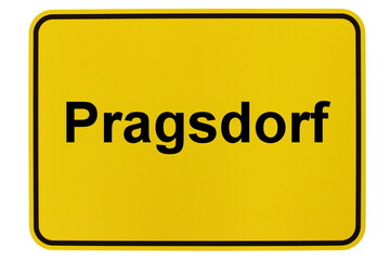 Illustration eines Ortsschildes der Gemeinde Pragsdorf in Mecklenburg-Vorpommern