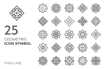 geometric icon symbol set for pattern, logo, decoration thin line illustration