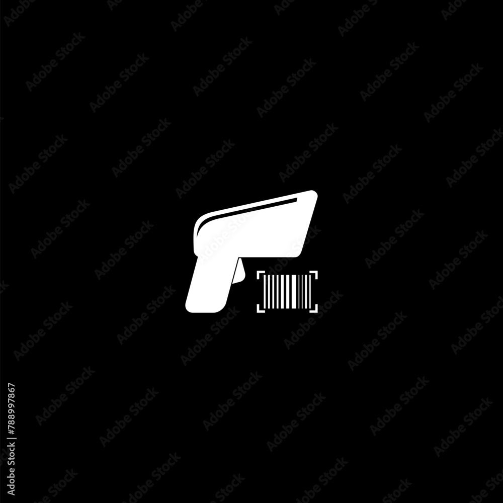 Poster market bar code scanner icon isolated on dark background