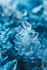 Crystal Clarity: Macro Photography of Blue Ice Crystals