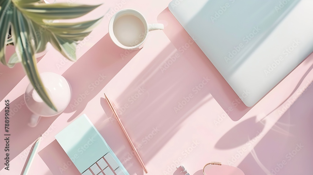 Aufkleber styled minimal desktop mockup with organic color stationary freelancer social media blogger concept 