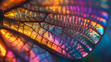 Insect Wings: A photo capturing the iridescence of a beetles wing - obrazy, fototapety, plakaty