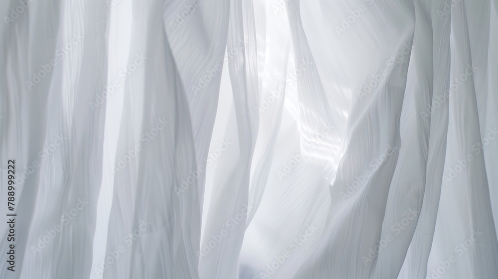Poster close up of a sheer white window curtains abstract interior scene : generative ai