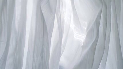 Close up of a sheer white window curtains Abstract interior scene : Generative AI