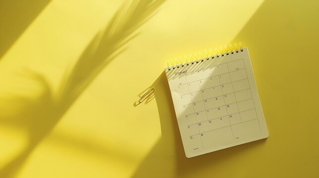 October 2024 desk calendar on yellow background Directly above Flat lay : Generative AI