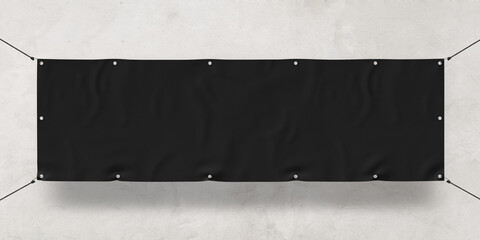 Black Outdoor Tarpaulin Banner 3D Rendering