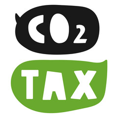 Co2 tax. Speech bubbles. Vector hand drawn illustration on white background.