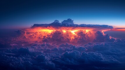 Thunder and Lightning: A photo of lightning illuminating the clouds from within