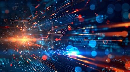 Futuristic circuitry and connectivity concept illustration - Digital innovation and information technology development in business