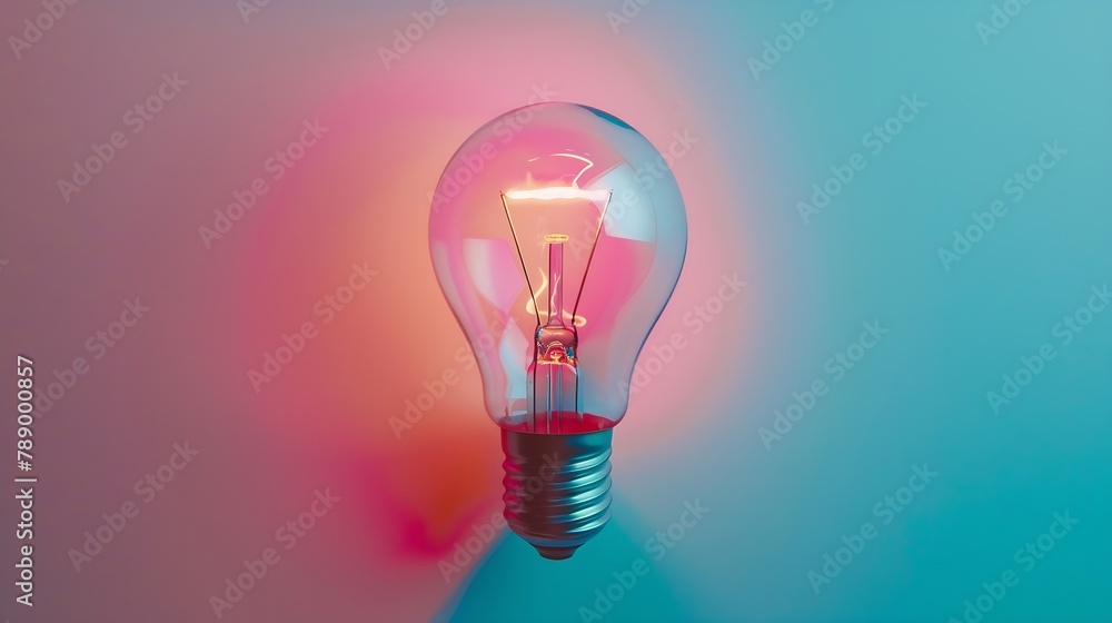 Poster Brainstorming concept with a light bulb  Flat lay : Generative AI