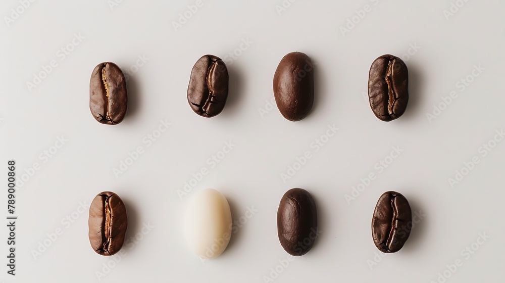 Poster coffee beans isolated on white background top view flat lay : generative ai