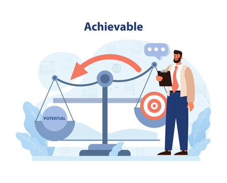 Achievable goals showcased. Flat vector illustration