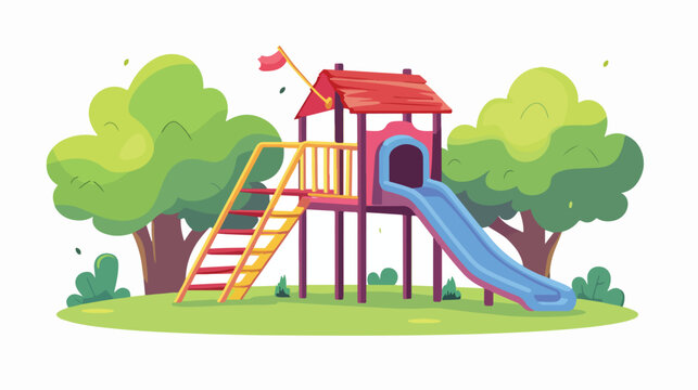 Playground slide with ladder isolated on white background