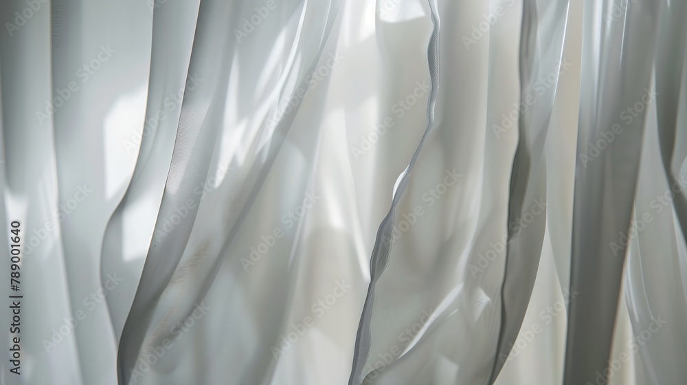 Poster close up of a sheer white window curtains abstract interior scene : generative ai