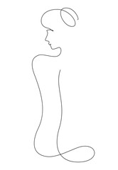 continuous line drawing of beauty woman back thin line illustration