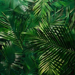 Lush Greenery of Tropical Palm Leaves