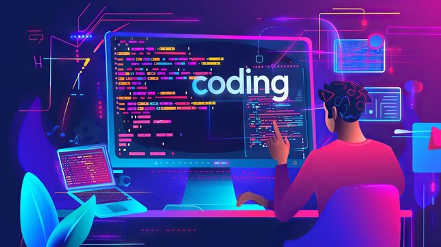 Online programming course banner: mastering neural networks & AI - learn software development and coding languages through distance education