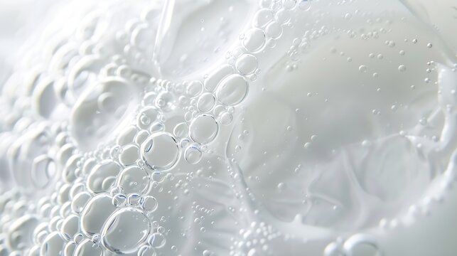 Close up Clear liquid cosmetic product Gel texture with bubbles skin care prodict : Generative AI