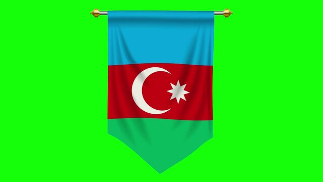 Motion graphic of Azerbaijan flag or pennant on green screen