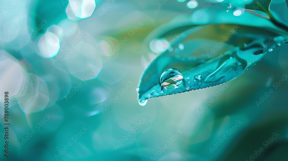 Aufkleber large drop water reflects environment nature spring photography raindrops on plant leaf background i