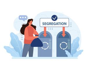 Efficient Waste Segregation concept. Flat vector illustration