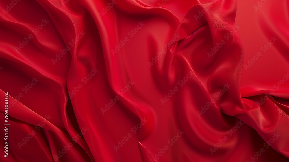 Aufkleber red silk satin luxury background with space for design banner wide long panoramic flat lay top view 