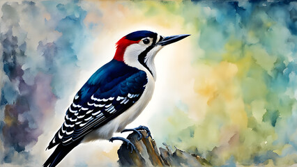 Woodpeckers on tree branches, biological protection, environmental protection