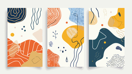 Set of three Abstract Backgrounds. Hand drawn Four doo - obrazy, fototapety, plakaty