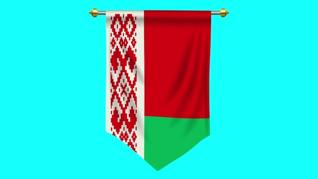 Motion graphic of Belarus flag or pennant isolated on blue screen