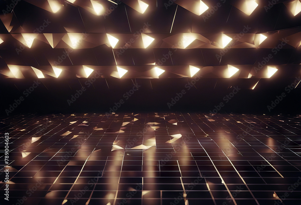 Poster lights grid triangle background style retro s 80 abstract light tunnel vector geometric illustration