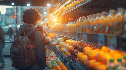 Man shopping for groceries in a supermarket