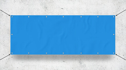 Blue Outdoor Tarpaulin Banner 3D Rendering