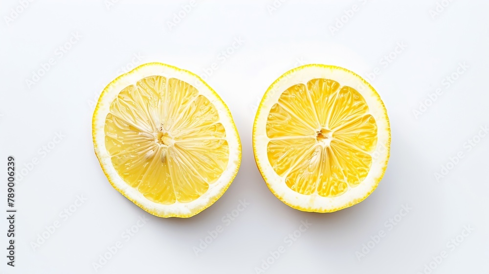 Leinwandbilder whole and half sliced lemon isolated on white background top view flat lay : generative ai
