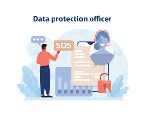 Data protection officer concept. Flat vector illustration