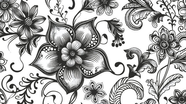 Seamless pattern with mehndi elements. Floral wallpaper