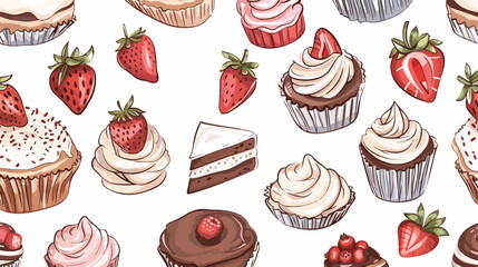 Seamless pattern with sweet sugar desserts pieces 