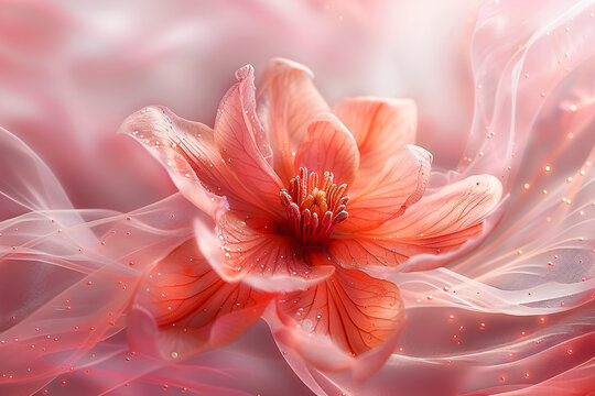 close up of pink flower,
 Light Peach Background Design Background Image