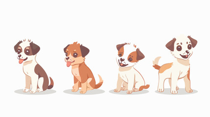 Set of Four cute puppy herding dog growth stage devel - obrazy, fototapety, plakaty