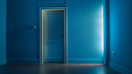 Front door isolated in the blue color family : Generative AI