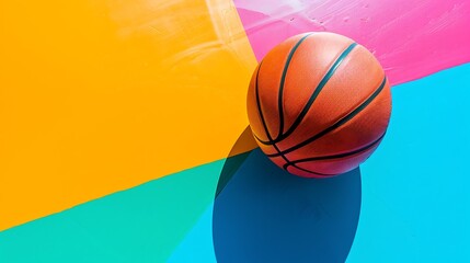 Colored basketball on colored background